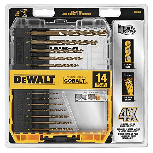 DeWalt dwa1240 Piloto punto Industrial cobalto juego de brocas (14 piezas)