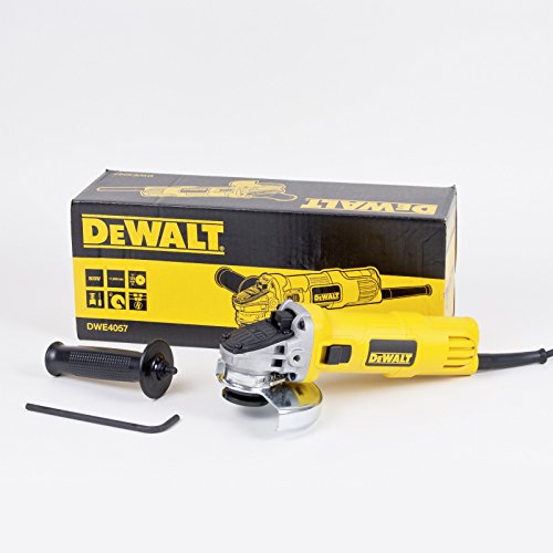 Dewalt DWE4057-QS DWE4057-QS-Mini-amoladora 125mm 800W 11.800 RPM Suave + Bloqueo y re-Arranque, 800 W, 230 V, Amarillo/Negro