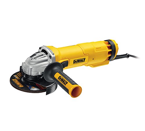 Dewalt DWE4237-QS DWE4237-QS-Mini-amoladora 125mm 1.400W 11.500 RPM Suave + Bloqueo y re-Arranque, 1400 W, 240 V, Negro/Amarillo, 125 mm