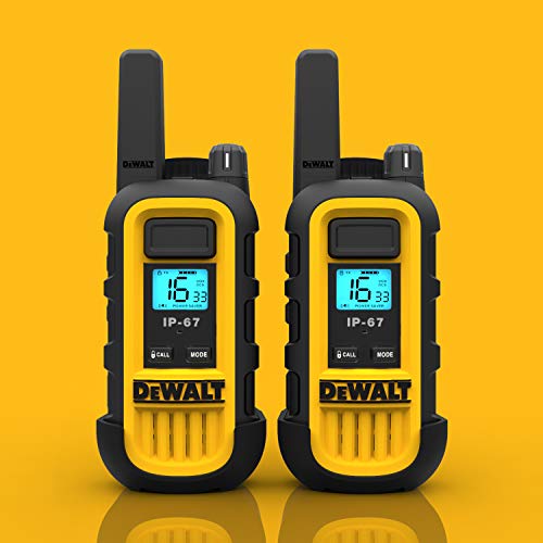 DeWalt DXPMR300 Walkie Talkie profesional de alta resistencia - PMR Radio con un alcance de hasta 10 pisos/8km, libre de licencia - Negro y Amarillo