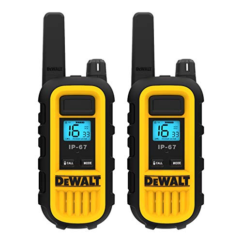 DeWalt DXPMR300 Walkie Talkie profesional de alta resistencia - PMR Radio con un alcance de hasta 10 pisos/8km, libre de licencia - Negro y Amarillo