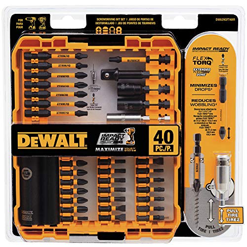 DEWALT FlexTorq Juego de puntas de destornillador de impacto, 40 piezas (DWA2NGFT40IR)