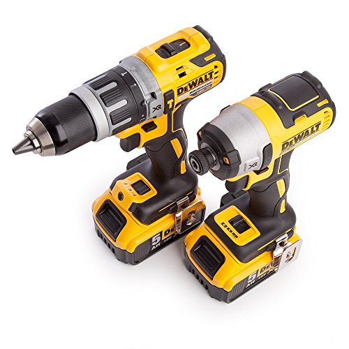 DEWALT-KIT Taladro Percutor DCD796 + Atornillador de Impacto DCF887 + 2 Baterias 5Ah.+ Cargador DCB115 + Maletin Tstak