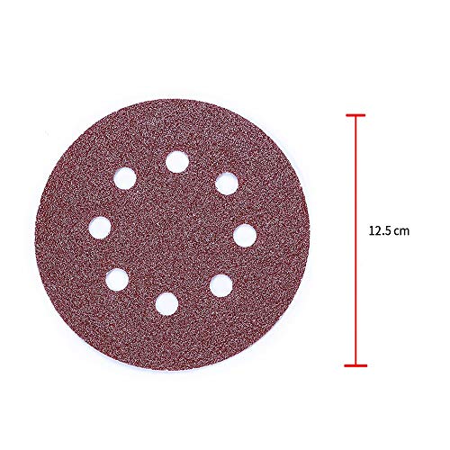 Disco de Lija, Gyvazla 80 Piezas Discos de Pulir Velcro ø 125 mm Grano Cada 10 x 40/60/80/120/180/240/320/400 para Lijadora orbital 8-Agujeros Velcro Papel De Lija