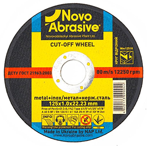 Disco NOVOABRASIVO 125 x 1.0 x 22.2 mm (juego de 50 piezas) para cortar, inoxidable, acero y metales no ferrosos