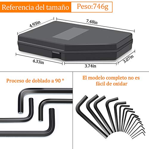 E·Durable Llaves Allen, juego de llaves allen 30pcs Llave hexagonal larga y corta para desmontar e instale la mayoría de los tornillos hexagonales interiores en automóviles muebles,equipos, etc.