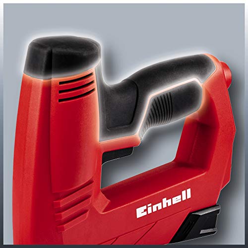 Einhell 4257890 TC-EN 20 E - Grapadora Electrica Potencia, 240 V, 20 disparos por minuto, longitud de grapa 6-14 mm, longitud de clavo 14 mm, incluidas 1000 grapas y 500 clavos