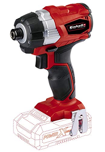 Einhell 4510030 TE-CI 18 Li BL Solo - Atornillador de Impacto, 18 V, Portaherramientas, Hexadecimal, Soporte de Brocas, 6.35 mm / ¼ ", Negro/Rojo, sin Batería