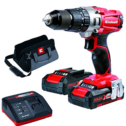 Einhell 4513834 Taladro sin Cable Percutor TE-CD 18/2 li-i kit con Bateria Litio, 18 V, Rojo