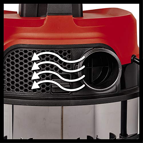 Einhell Aspirador en seco y húmedo TE-VC 2340 SAC (1200 W, 40 L, sistema de limpieza de filtro para polvo fino, depósito de acero, incluye filtros y boquillas, manguera de plástico de 3 metros)