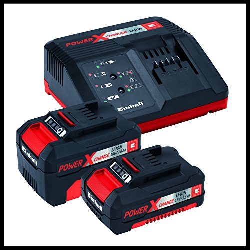 Einhell Expert Kit con Taladro TE-CD 18/2 Li y Amoladora TE-AG 18 Li de 18V con 2 baterías de litio de 1,5Ah y 3,0 Ah y cargador (ref.4257211)