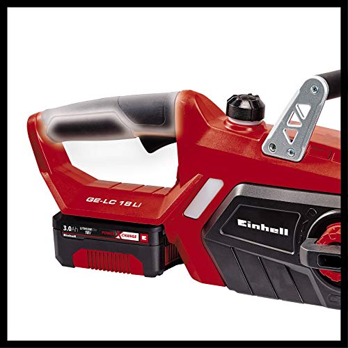 Einhell GE-LC 18 Li Kit - Motosierra a batería Power X-Change 18V (con batería de 3,0Ah y cargador), velocidad de corte: 4.3 m/s, longitud de corte: 23cm, cadena y espada Oregon (ref. 4501760)