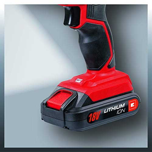 Einhell TC-CD 18-2 Li (2x1,3 Ah) Taladro Inalámbrico, Batería LiIo 18 V,1300 mAh, Rojo/Negro