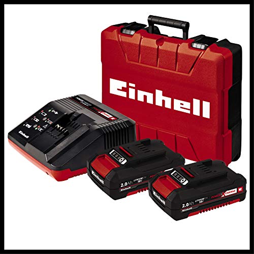 Einhell TE-CD 18 Li-i BL Power-X-Change - Taladro percutor inalámbrico 18V con 2 baterías (2Ah), cargador y maletín, sin escobillas, 2 velocidades, 60 Nm, luz LED