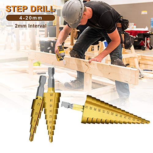 El diseño de dos estrías proporciona una perforación más rápida y suave, con poca presión y los conjuntos pueden cortar madera, chapa, acero y otras superficies. Diseño de puntas de cono con puntas pa