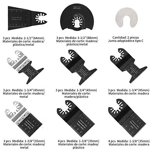 electrapick 28 Piezas Accesorios para Herramientas Oscilantes Multifunción Hojas de Sierra Bosch Dewalt Makita para Corte de metal/madera/azulejo/clavo