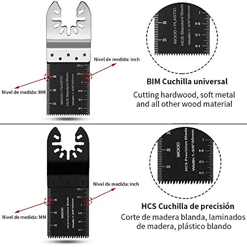 electrapick 28 Piezas Accesorios para Herramientas Oscilantes Multifunción Hojas de Sierra Bosch Dewalt Makita para Corte de metal/madera/azulejo/clavo