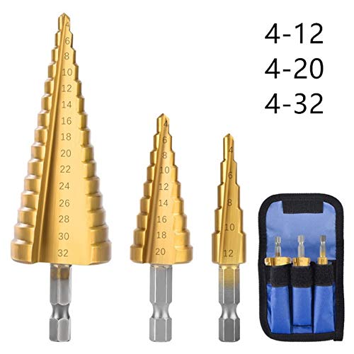 Espiral Ranuras Bit Paso Taladro Paso HSS Broca for metal Madera de la perforación del agujero de la forma cónica Herramientas de la carpintería Taladro