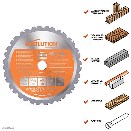 Evolution Power Tools 677185 HOJA DE SIERRA, 0 W, 0 V, Multicolor, 185 mm