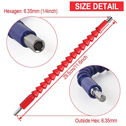 Extensor Flexible Extensión de Taladro 5 Piezas Ejes Flexibles para Destornillador Extensor de Adaptador de Broca Eléctrica Eje Universal de Conexión de Broca Mango Hexagonal