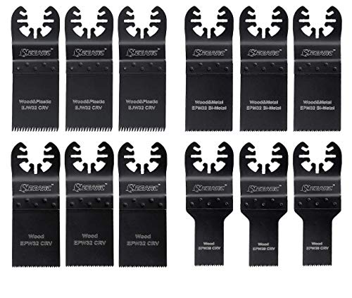 EZARC 12Pcs Cuchillas Oscilantes Multiherramienta, Accesorios para Herramientas Oscilantes Multifunción para Madera, Metal, Plastico