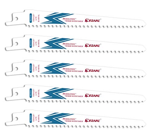 EZARC Hojas de sierra sable Bimetálica Cobalt R622DH 150mm 6TPI puede Madera Clavada - 5 piezas