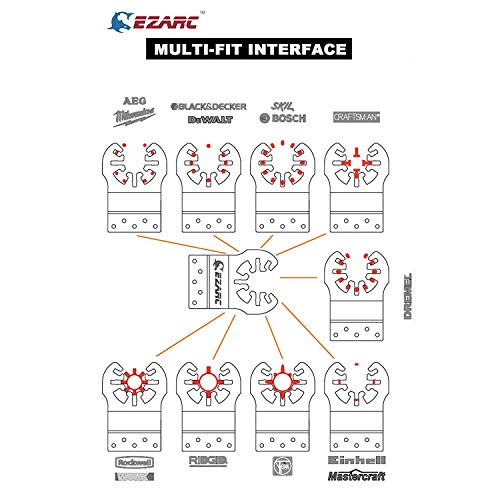 EZARC Titanio Accesorios Herramienta Oscilante corte Fuerte Cuchillas de sierra para Material de madera y Metal duro, 3pc