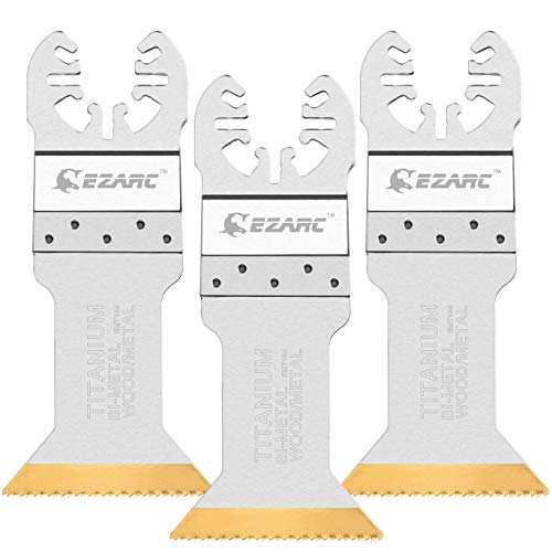 EZARC Titanio Accesorios Herramienta Oscilante corte Fuerte Cuchillas de sierra para Material de madera y Metal duro, 3pc