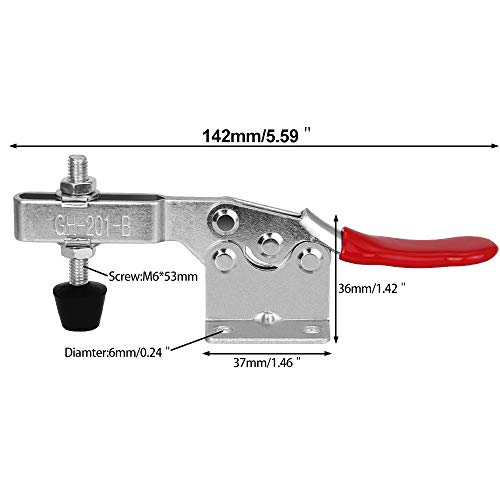 FAVENGO 4pcs Abrazadera de Palanca Horizontal Cierre de Palanca Bloqueo de Palanca Cierre Rápido Ajustable Cierre de Metal Con Punta de Goma 90 Kg / 201 Lb Para Rápidamente Chapa y Placas de Circuito