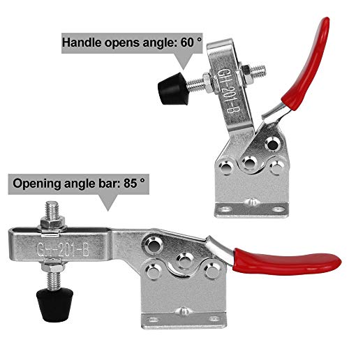 FAVENGO 4pcs Abrazadera de Palanca Horizontal Cierre de Palanca Bloqueo de Palanca Cierre Rápido Ajustable Cierre de Metal Con Punta de Goma 90 Kg / 201 Lb Para Rápidamente Chapa y Placas de Circuito