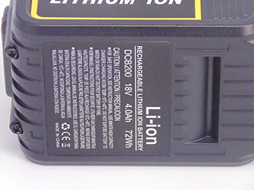 FengWings® 4000mAh DCB200 Li-ion Batería 4,0Ah 18V 72Wh Reemplazar para Dewalt DCB180 DCB181 DCB182 DCB183 DCB185 DCD785 DCD795 DCF885 DCF895 DCS380 DCF880 DCB201 DCB204 Dewalt 18V Max