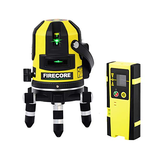 Firecore FIR411G 50 m Línea de láser 5 para exteriores Autonivelación y punto vertical con detector, verde