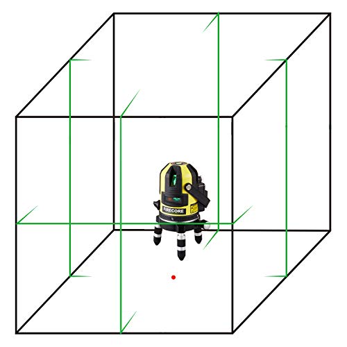 Firecore FIR411G 50 m Línea de láser 5 para exteriores Autonivelación y punto vertical con detector, verde