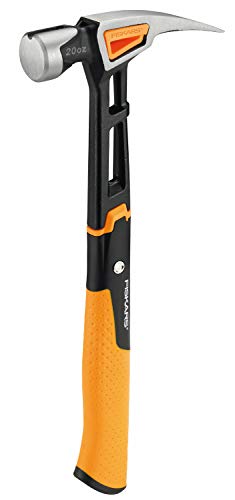 Fiskars 1020214 Martillo Universal IsoCore L, para Clavar Clavos, 34 cm, 0,91 kg, Naranja/Negro, L