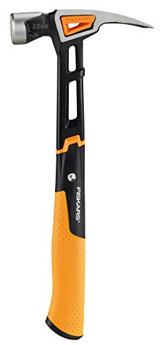 Fiskars 1020214 Martillo Universal IsoCore L, para Clavar Clavos, 34 cm, 0,91 kg, Naranja/Negro, L