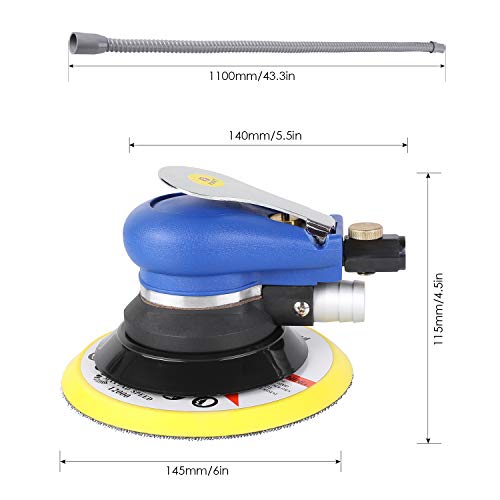 FIXKIT 6" Lijadora de Orbital Lijadora Orbital Neumática Dual-acción Máquina para Lijar Neumática 10000 Rpm Palma de la mano Viene con Manguera y Bolsa