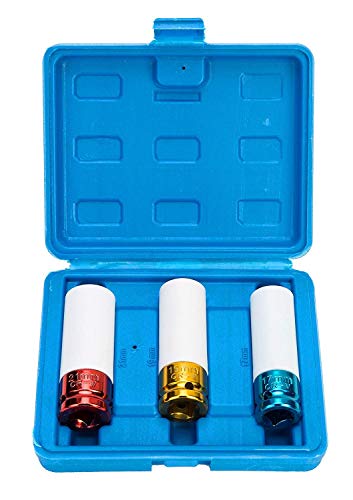 FreeTec Juego De 3 Vasos De Impacto Con Protectores Para llantas De Aluminio De 17 mm, 19 mm, 21 mm