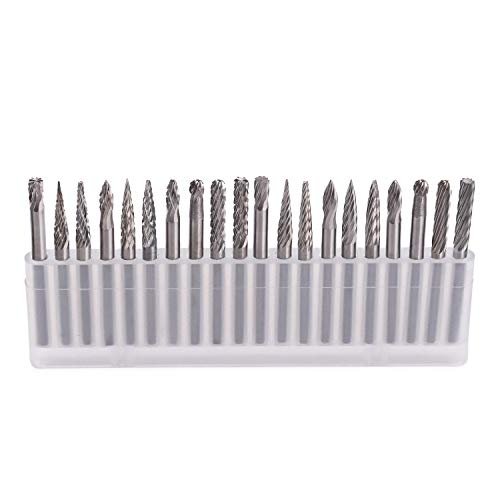 Fresas Perforadoras - GOXAWEE 20Pcs Juego de Fresas de Carburo de Tungsteno Rotary Archivos Diamante Rebabas / 3mm Vástago Herramienta Rotativa para Bricolaje Carpintería Tallado Grabado Perforación