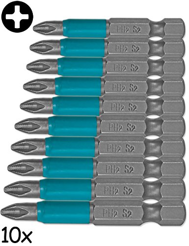 fuxxer® – Bit De 10 Piezas | magnética S2 Acero de estrella (puntas con Anti-Slip centrar de ayuda | PH/Cruz Ranura, 10 unidades