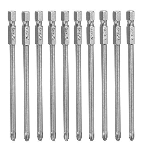 Gasea 10pcs Puntas de Destornillador de Manija Hexagonal, PH2 Magnéticos Puntas de Destornillador,Largo Destornillador Bits,Juegos de Puntas Destornillador caña- 150mm