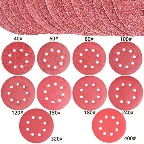 GeMoor Schleifscheiben Klett-Schleifpapier f. Exzenter-Schleifer Ø125mm 80 Stück Körnung je 8 x 40/60/80/100/120/150/180/240/320/400