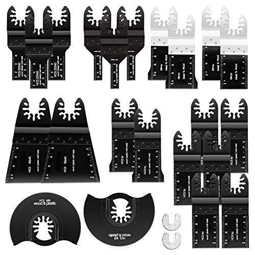 Gifort 24 Pcs Multiherramienta Oscilante, Hojas de Sierra Oscilante Multifunción de Corte Acero, Accesorios para Herramientas Universal para Dremel, Fein Multimaster, Bosch, Dewalt, Makita