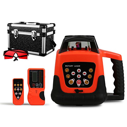 Guellin Nivel Láser Rotativo Verde/Rojo Nivel Láser Automático Laser Level Rayo Verde/Rojo con Impermeable Construcción (Rayo Rojo con Trípode y Mira)