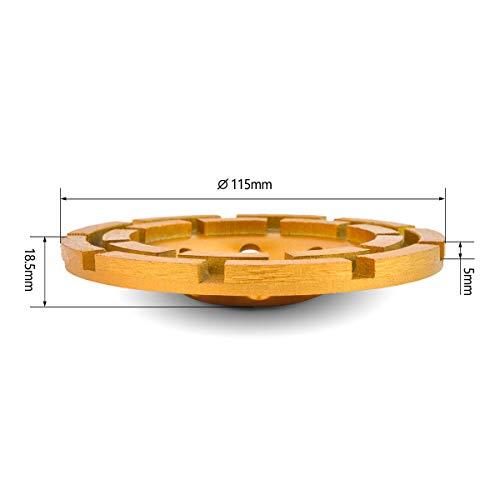 Gunpla Muela de Copa Disco de Diamante 115 x 22,2 mm con Segmentación Doble para Hormigón, Piedra Natural, Ladrillo