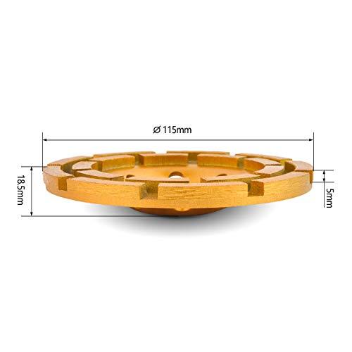 Gunpla Muela de Copa Disco de Diamante 115 x 22,2 mm con Segmentación Doble para Hormigón, Piedra Natural, Ladrillo
