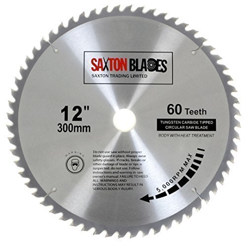 Hoja de sierra circular de madera de Saxton TCT, 300 mm x 30 mm, 60T para Bosch, Makita, etc.