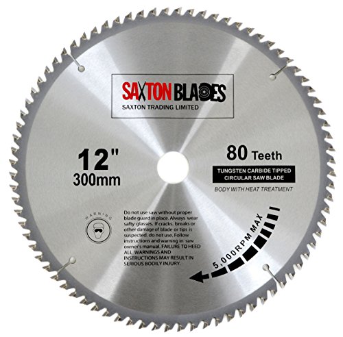 Hoja de sierra circular de madera Saxton TCT, 300 mm x 30 mm, 80T para Bosch, Makita, etc. Se adapta a sierras de 305 mm