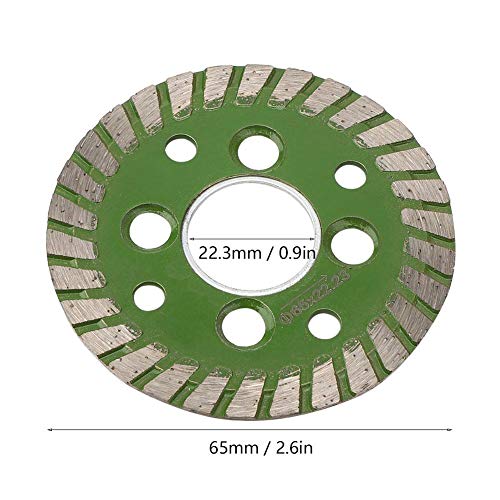 Hoja de sierra de diamante métrica de 65 mm, disco de corte rotativo sinterizado de borde continuo de dientes turbo, grandes orificios de enfriamiento para cortar grabado de tallado