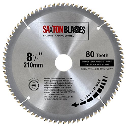 Hoja para sierra circular Saxton TCT 210 x 30 mm, 80 dientes para Festool, Dewalt Bosch, Makita, etc.