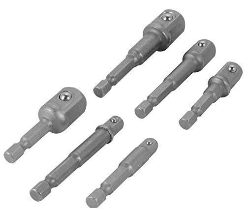 HoSayLike 6pcs Conductor Broca Adaptador Conversor de vaso Adaptador de zócalo para taladro hexagonal de 6 unidades Convertidor de impacto cuadrado